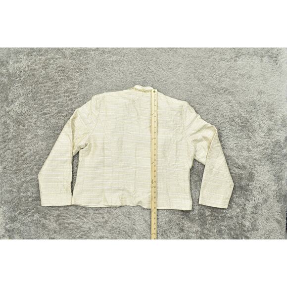 Chico's Size 2 Plus Brown Blazer Polyester Jacket Open Front Lined Gold Accents - Picture 5 of 8